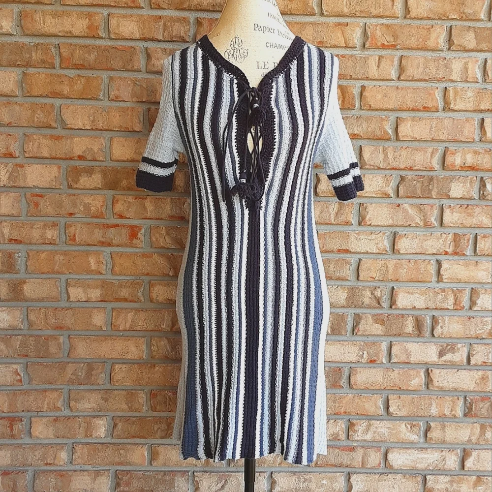 Free People Crochet Cotton Short Sleeve Boho Dress.